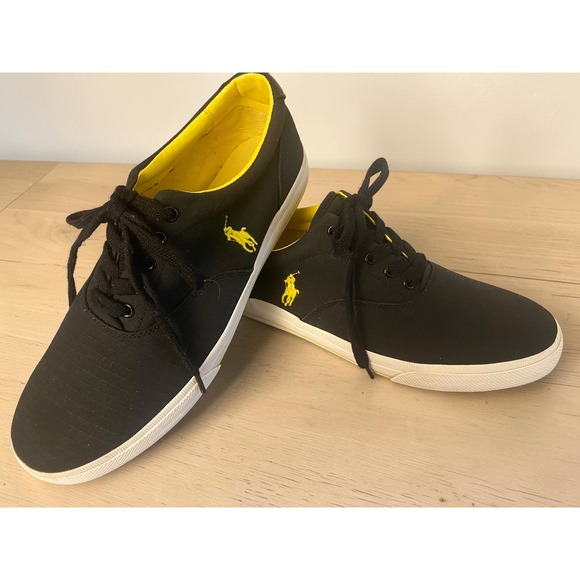 Polo Ralph Lauren Other - Polo Ralph Lauren Vaughn Ripstop Canvas Sneakers Black Yellow Men's 13D